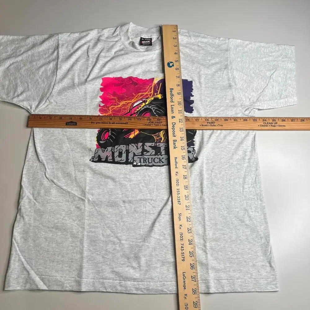 Vintage 90s Fruit of‎ the Loom BEST T-Shirt Monster Truck Tee Made in USA Men XL